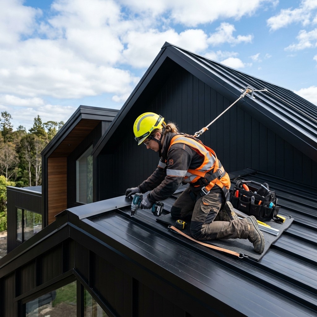 Roofer working